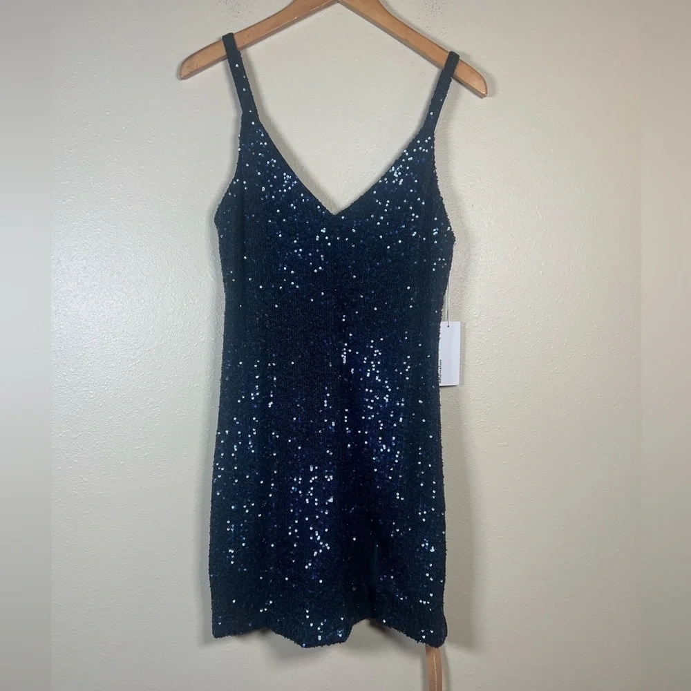NWT Reformation Jimmy Dress Navy Sequin Size Medium